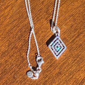 Authentic Pandora Silver Classic Cable Necklace With CZ Pendant ~ 24” Length